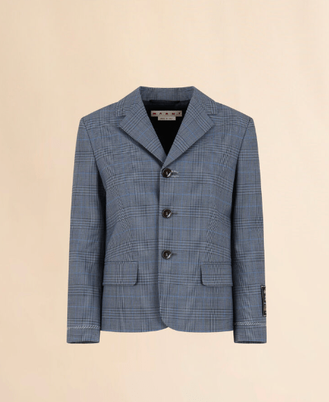 MARNI ウール製クロップドジャケット プリンス・オブ・ウェールズチェック柄