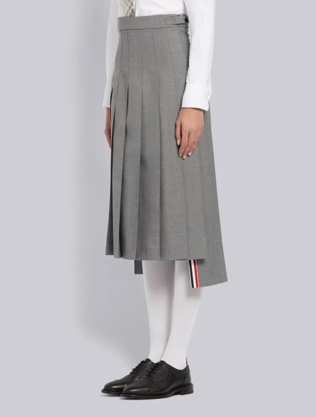 THOM BROWNE. NEW YORK Drop Back Pleated Merino Wool Skirt