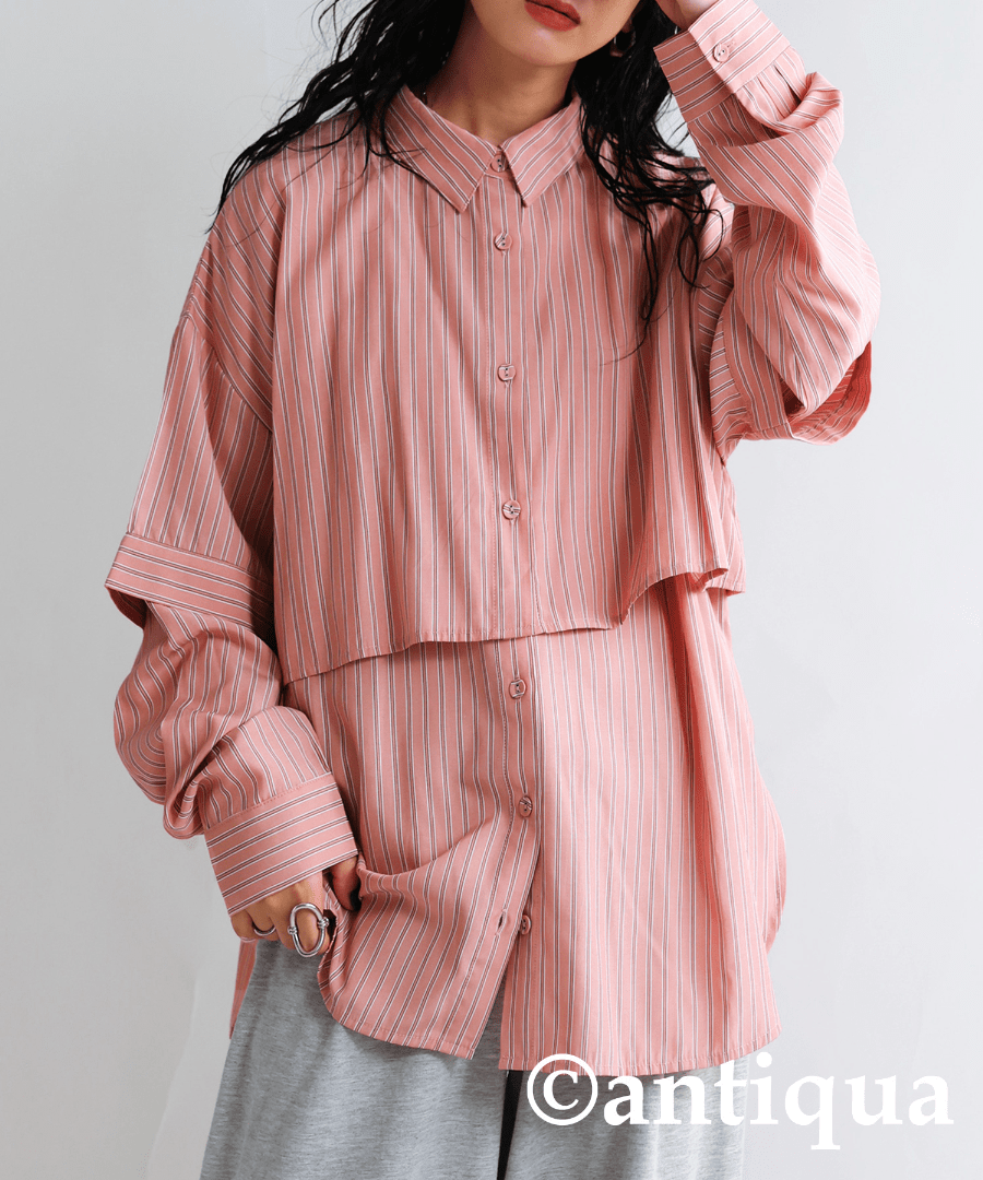 antiqua 3way シャツ レディース トップス 半袖 長袖・pk-00940