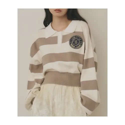 VIOLETTA クロップドニットラガーシャツ