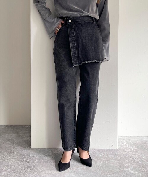 FREDY&GLOSTER ラップレイヤードデニムパンツ