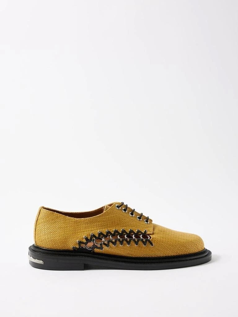 Toga Virilis Men’s Lace-up panel raffia Derby shoes