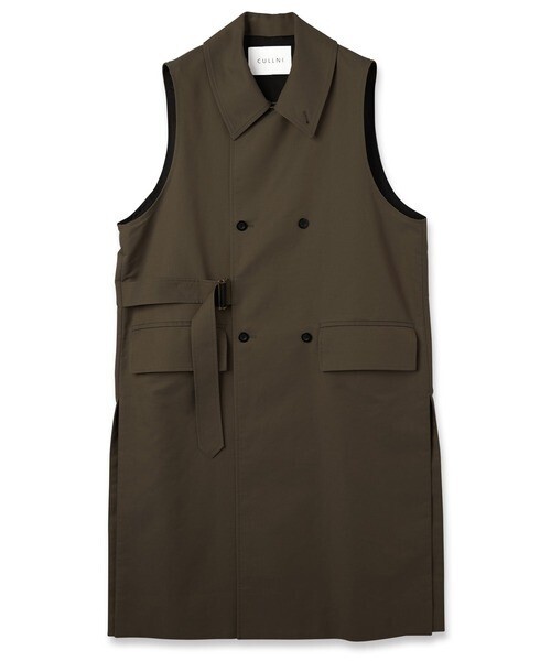 CULLNI Chambray Gabardine Tie Locken Long Vest