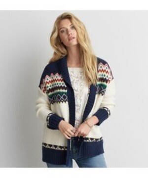 American Eagle Outfitters AEOパターンショールカラーカーディガン