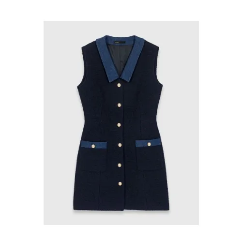 maje Tweed dress with denim details (RITANATA)