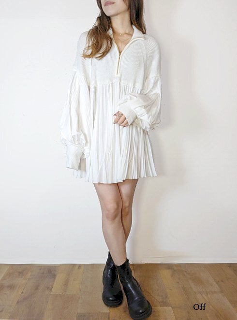 COCODEAL ハーフジッププリーツドッキングニット