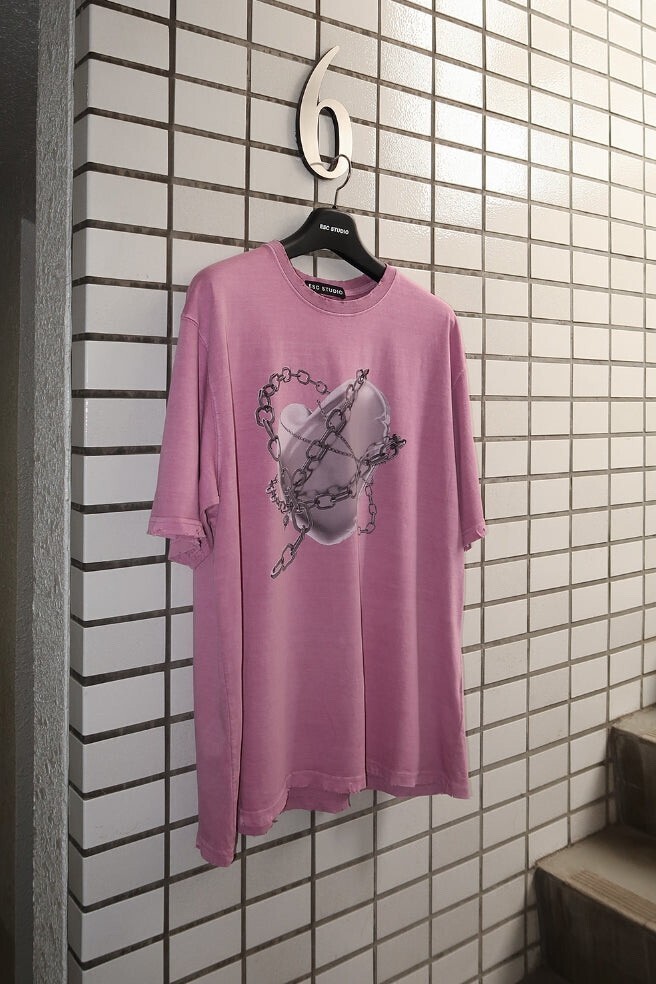 ESC STUDIO pigment washing heart t-shirt