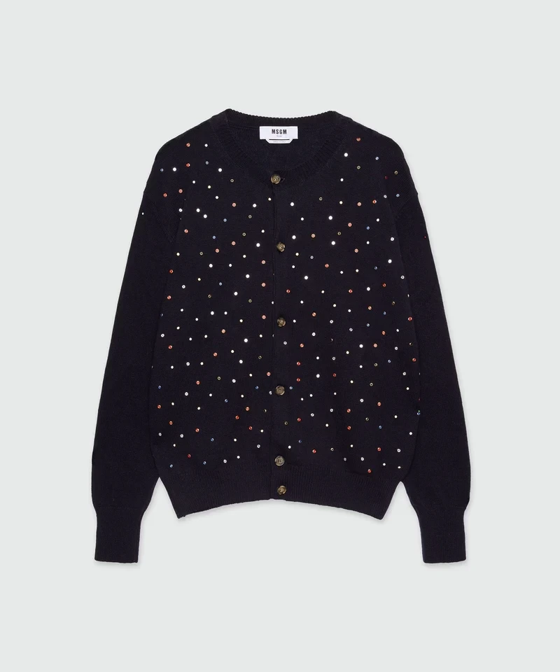 MSGM Cashmere blend cardigan with multicolored studs
