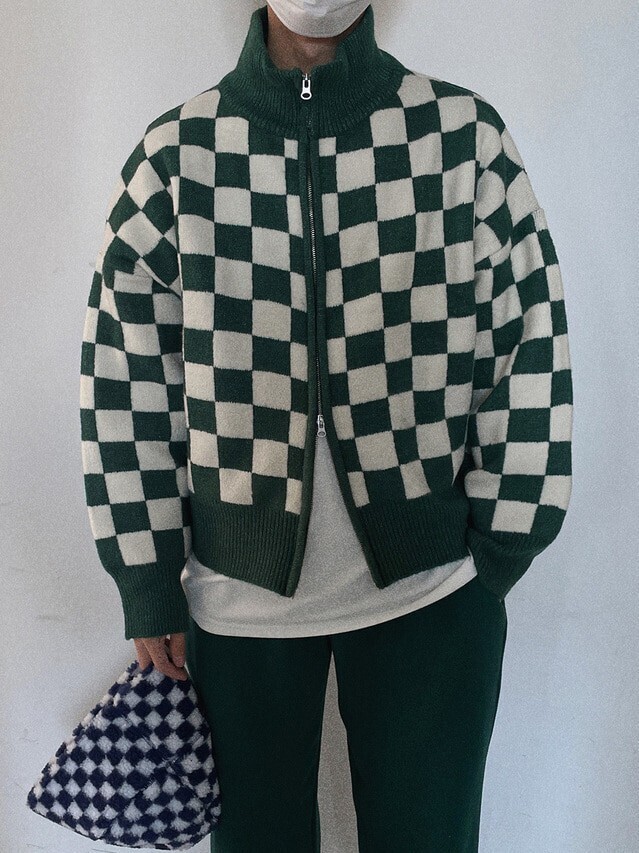 Asclo Checkerboard 2 Way Zip Up