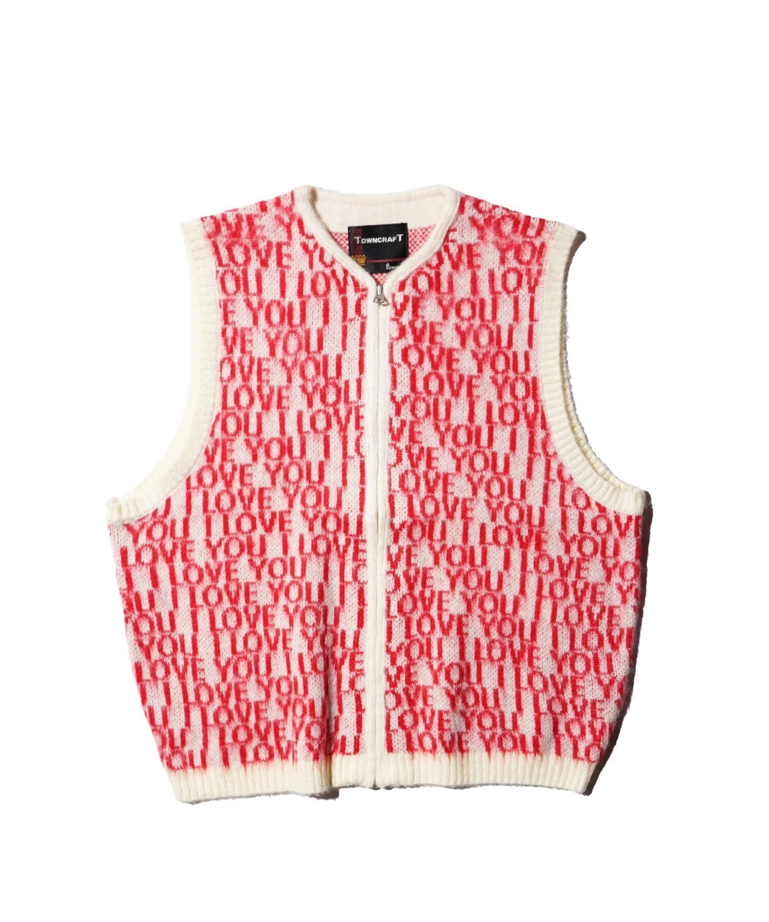 TOWNCRAFT SHAGGY VINTAGE PATTERN ZIP VEST