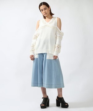 EZUMi Crochet knit out shoulder sweater