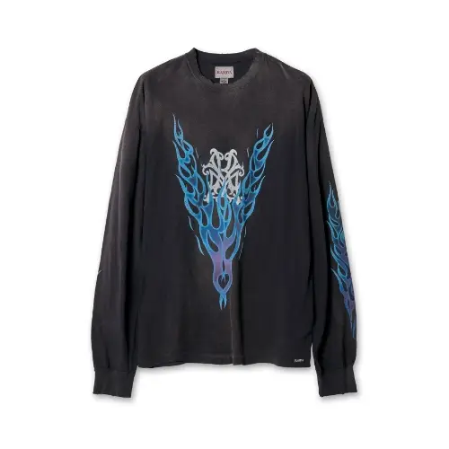 KAMIYA “KMY-FIRE” Distressed L/S T-shirt