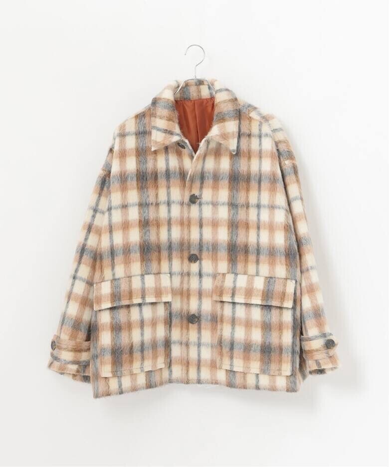 B.C STOCK シャギーチェックショートコート
