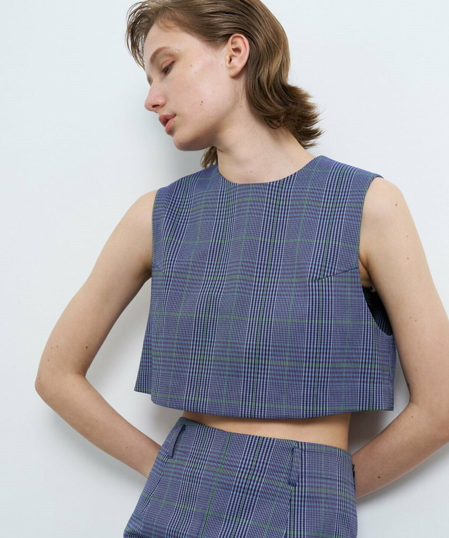 LANVIN en Bleu 尾州クラシックチェックショートベスト