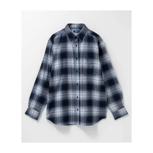 NAVY Soft Flannel Plaid Shirt Casual Checkered Long Sleeve
