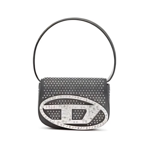 DIESEL 1DR - Iconic shoulder bag in denim and crystals