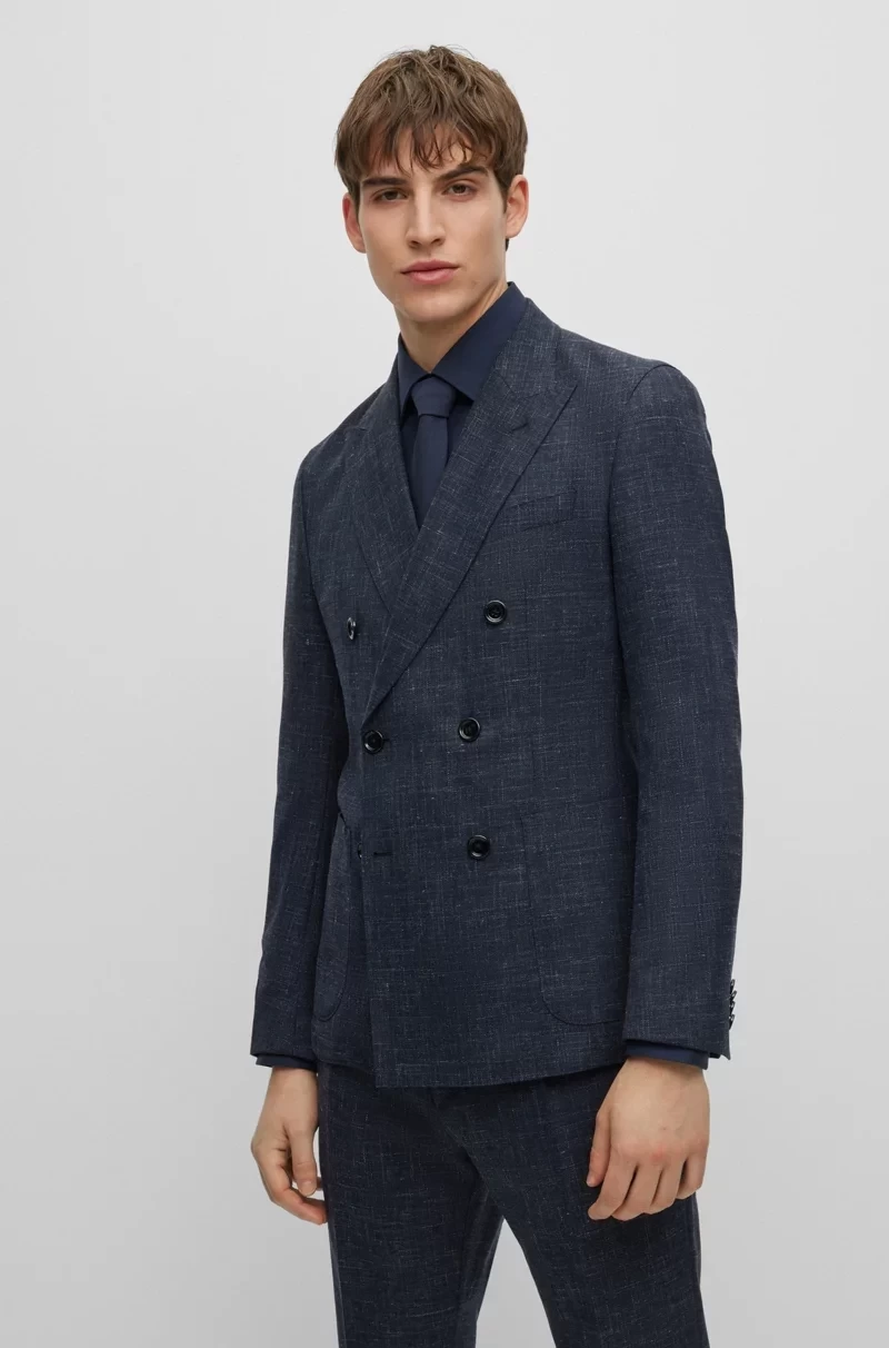 HUGO BOSS スリムフィットスーツ パターン ウールブレンド