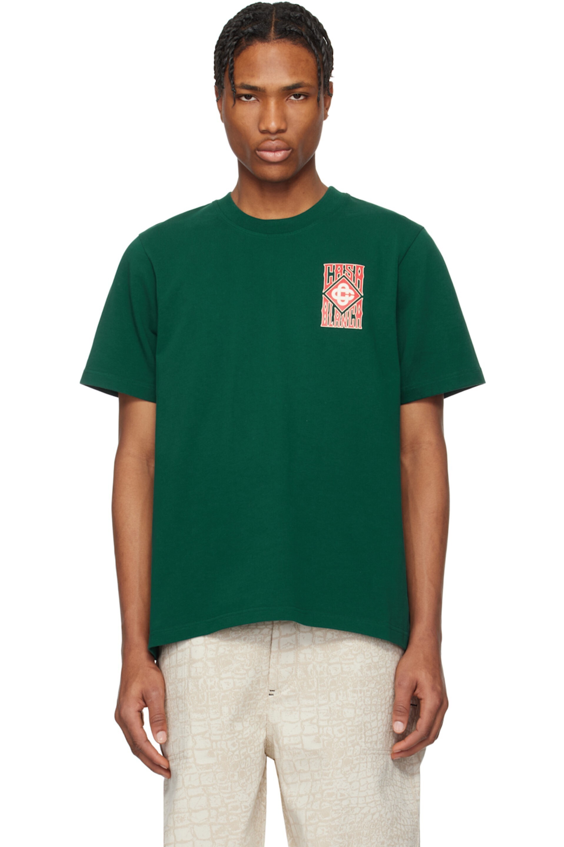 CASABLANCA グリーン Gothic Logo Tシャツ