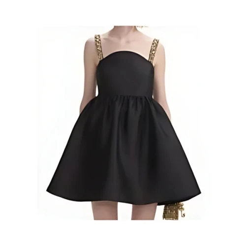 Self-Portrait BLACK TAFFETA EMBELLISHED MINI DRESS