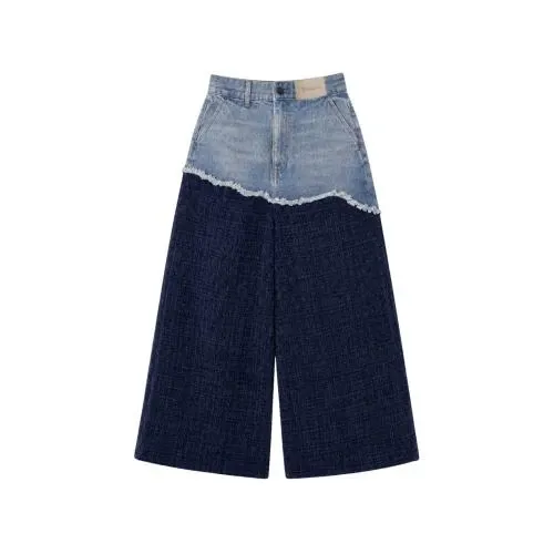 Boka nii ツイードドッキングデニムパンツ