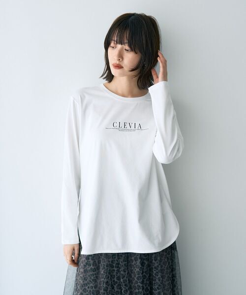 YECCA VECCA ラウンドヘム長袖ロゴTee