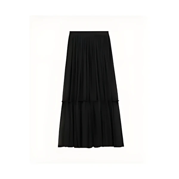 SAINT LAURENT シルククレープ モスリン ラッフルスカート