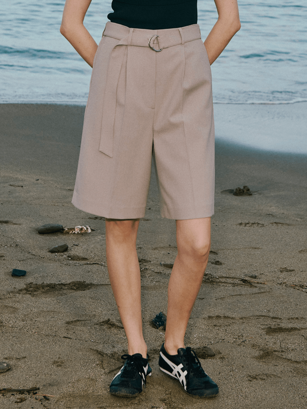 Mila Owen ベルト付き後ゴムハーフパンツ