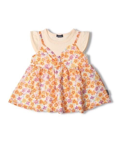moujonjon 花柄シフォンキャミ重ね着風Ｔシャツ