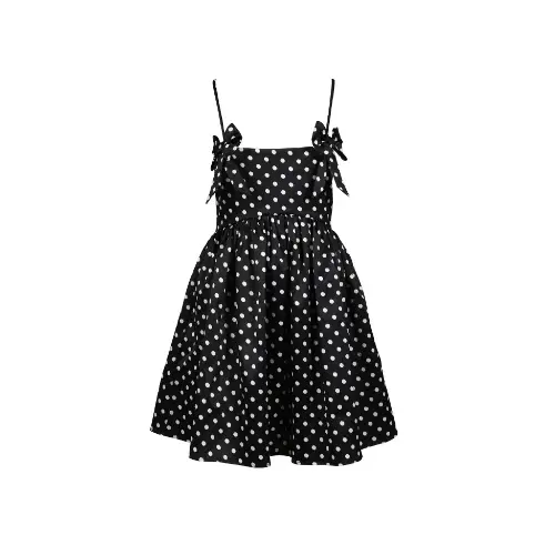 GANNI PRINTED DOUBLE SATIN MINI STRAP DRESS