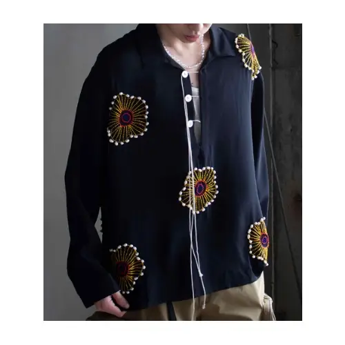 GLASS CYPRESS Black Silk Sunflower Tunic