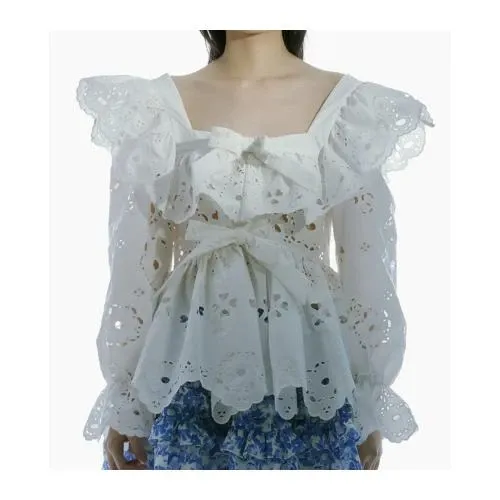 SUSAN FANG BRODERIE-ANGLAISE BOW BLOUSE