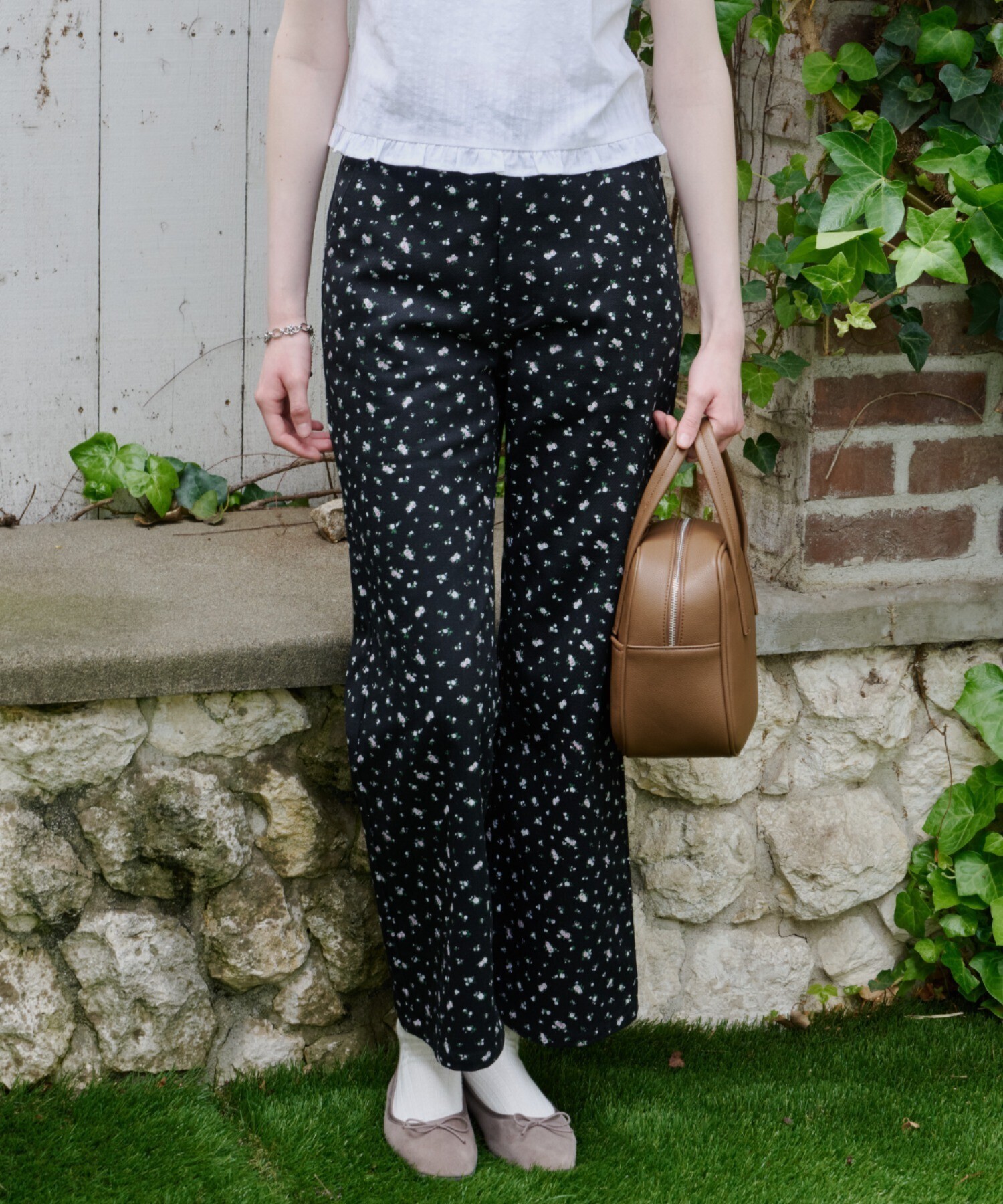 GIUNON side belt flower pants / サイドベルトフラワーパンツ