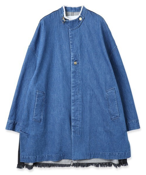 CULLNI 23-AW-021 Cut-off Band Collar Denim Coat