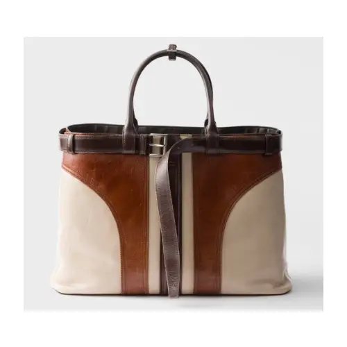 PRADA バックル アンティークレザー バッグ ベルト付