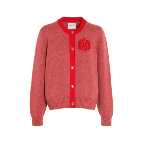 BARRIE Marled cashmere cardigan with B logo