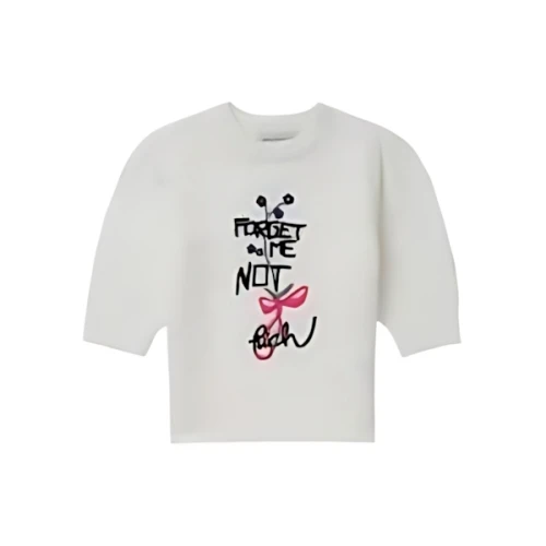 Alessandra Rich slogan-embroidered wool-blend top