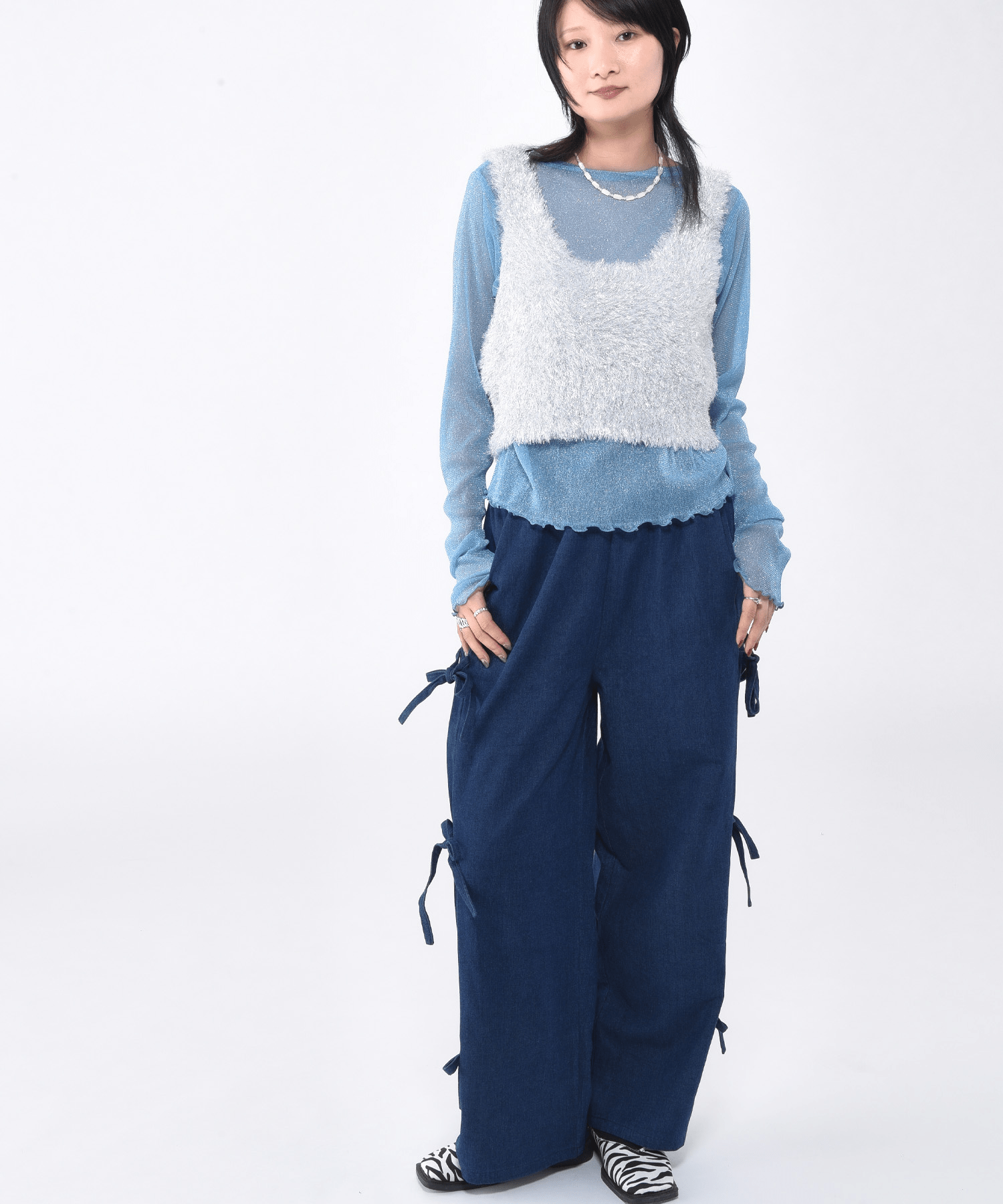 fav store remelulu デニムリボンパンツ