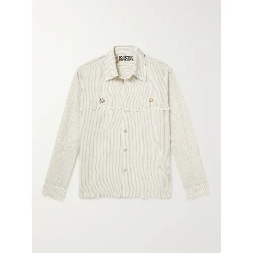 Kartik Research Hand-Embroidered Striped Cotton Shirt