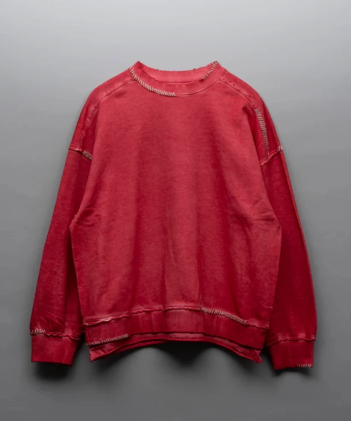 MAISON SPECIAL Sweat Embroidery Damage Over-Dye Crew Neck Pullover
