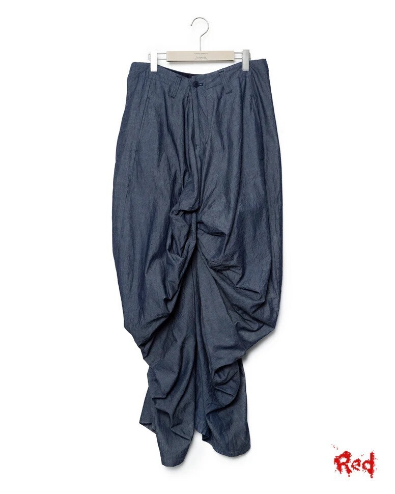 FUMITO GANRYU Draped Chambray Pants - Indigo