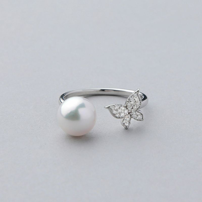 Pearl for Life petit amie あこや真珠 蝶 リング