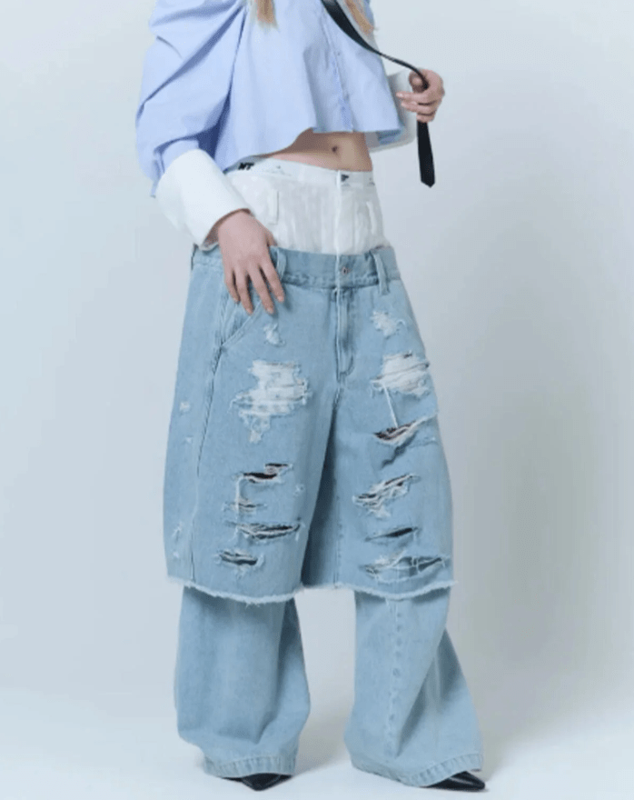 neith. Destroyed Denim and Leg cover
