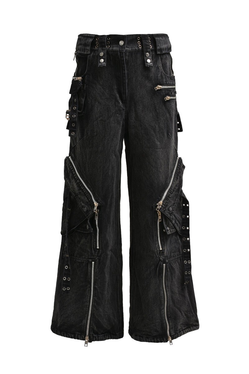 NO/FAITH STUDIOS CARGO DENIM PANTS / BLK