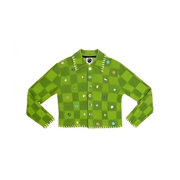 YANYAN Embellished Check Shrunken Work Jacket