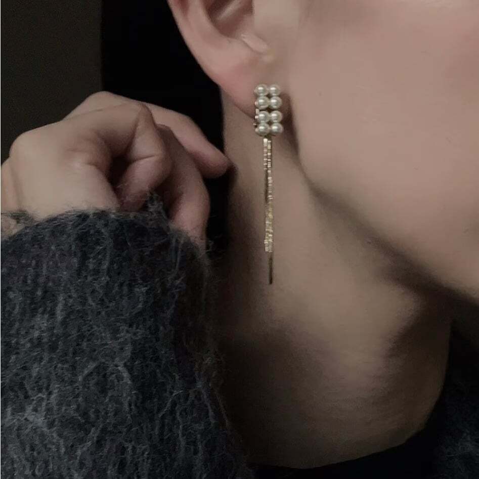 L’ARC mini pearl × chain ピアス