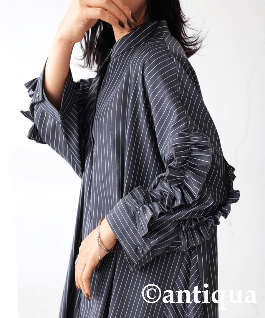 antiqua シャツワンピース ワンピース レディース 七分袖・pk-00938