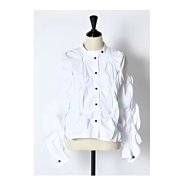 RUMCHE Smocking Typewriter Shirt / white