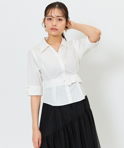 AND COUTURE ベルト付きシャツドッキングワンピース