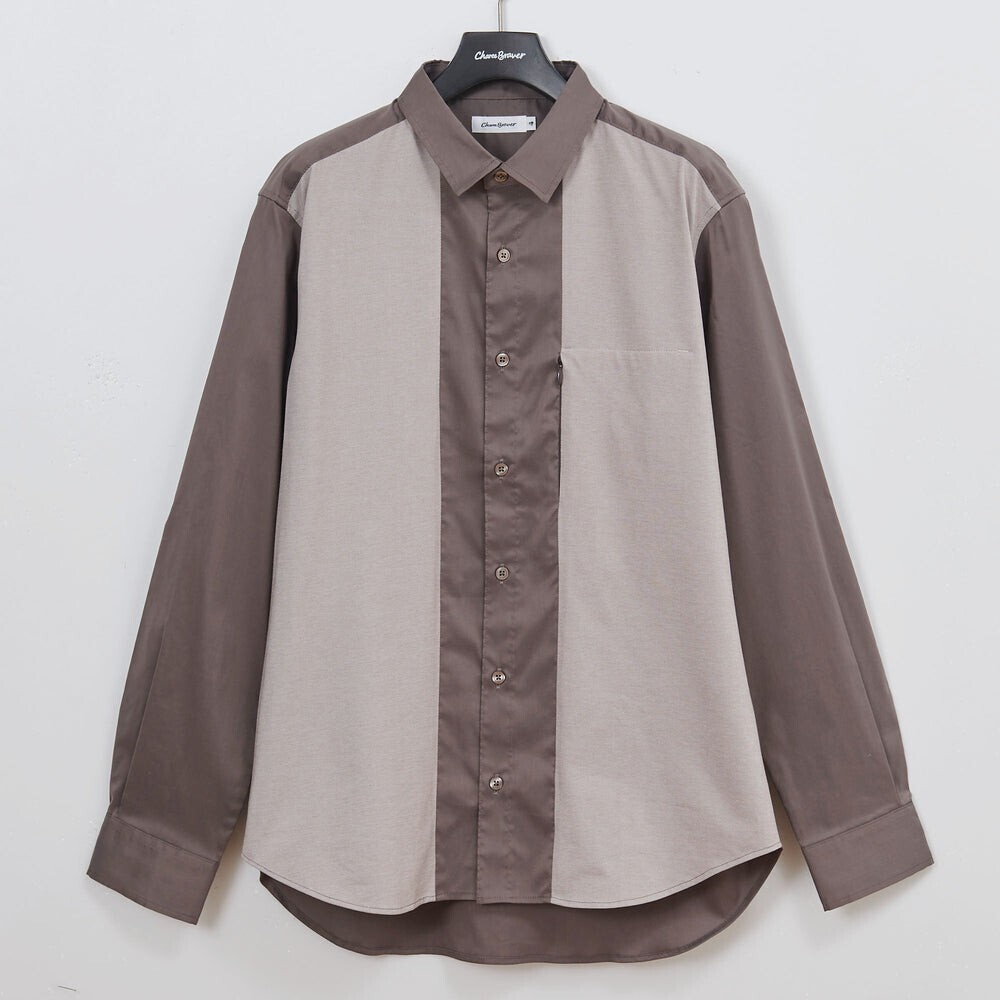 Charee Braver Stretch Chambray Color-Block Shirts MOCHA [84103]