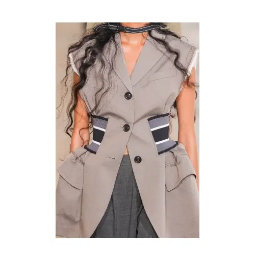 kolor frayed-edge ribbed-waist gilet